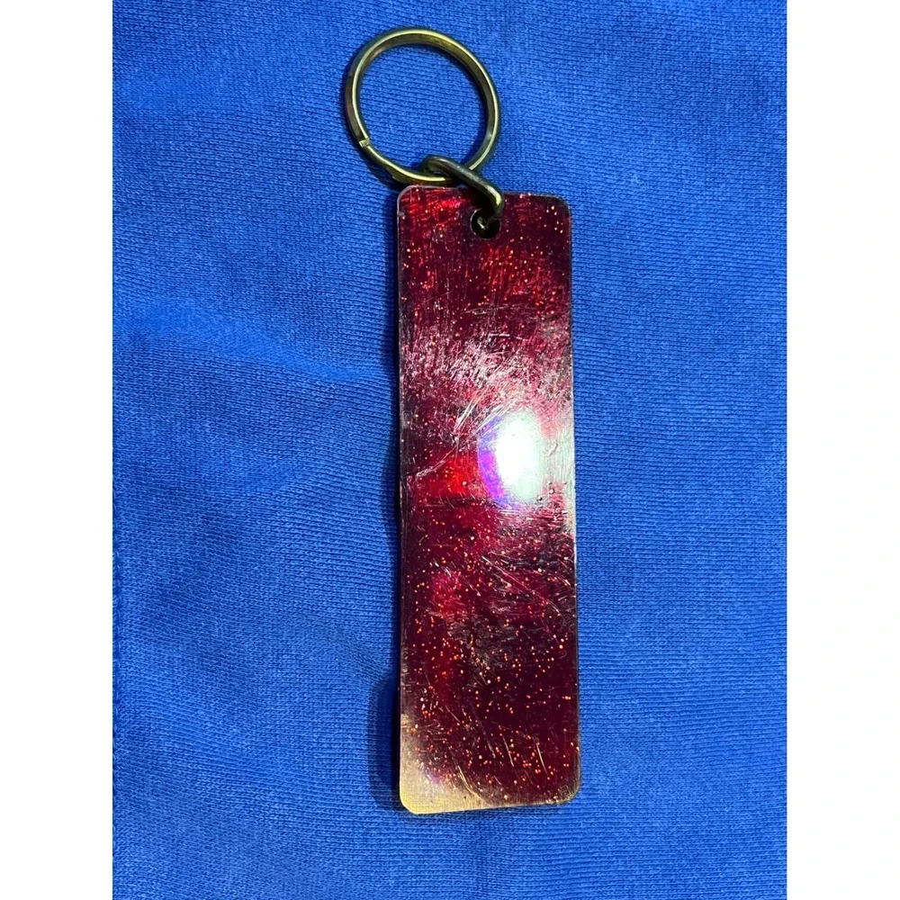 Vintage Chicago Cubs Keychain Red Glitter Acrylic MLB Baseball Souvenir Fob
